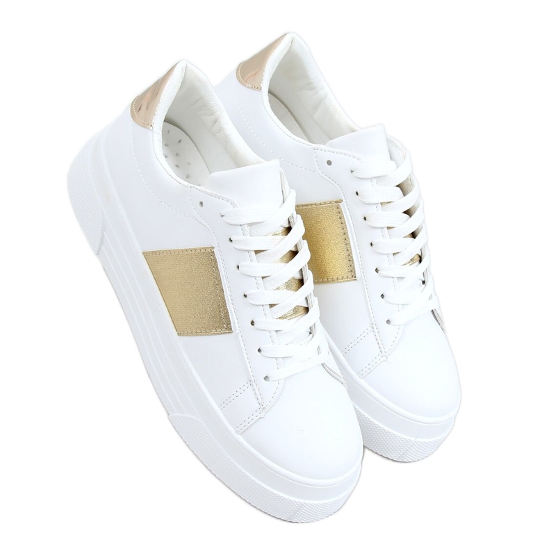 Sneakers met hoge zolen wit en goud LA133P Gold gouden