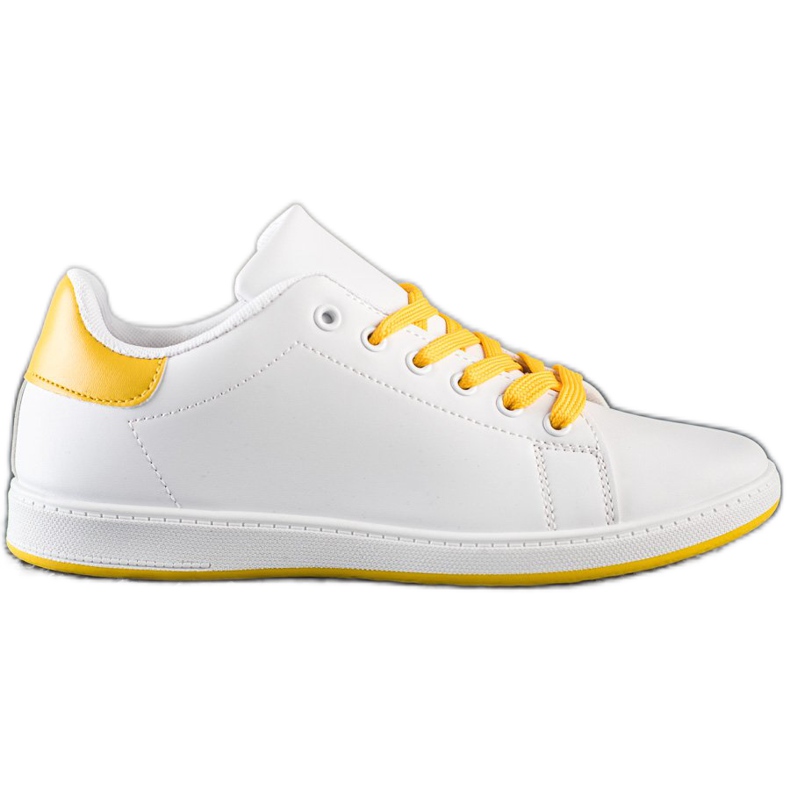SHELOVET Witte sneakers met eco-leer geel