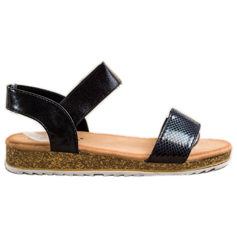 Kayla Glanzende eco-leren sandalen zwart