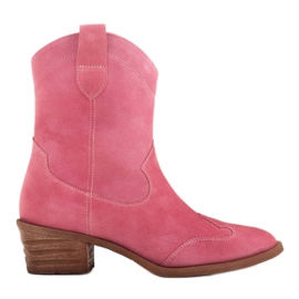 Marco Shoes Roze cowboylaarzen van natuurlijk suède zonder isolatie