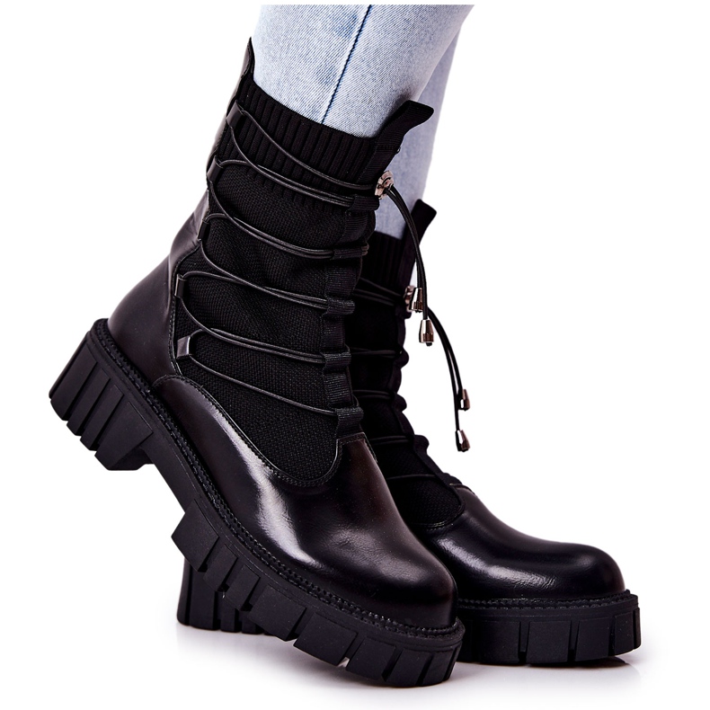 PL4 Zwarte Connor Workers Boots met een sok