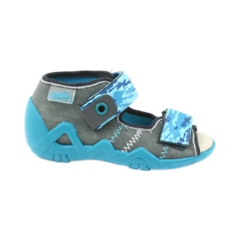 Befado kinderschoenen sandalen met leren inzetstuk 350P062 blauw grijs