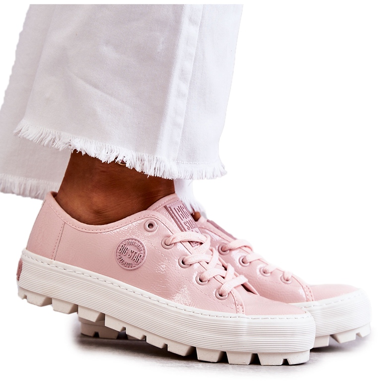 Modieuze gelakte sneakers Big Star KK274047 roze