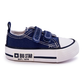 Sneakers van materiaal voor kinderen met klittenband Big Star KK374075 Marineblauw