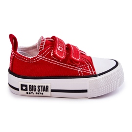 Stoffen kindersneakers met klittenband Big Star KK374076 Rood