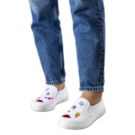 BM Anais witte textiel sneakers met patches