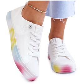 Damessneakers met een kleurrijk platform Big Star LL274237 Wit