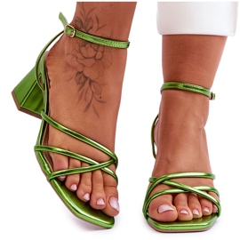 Modieuze felisa groene sandalen met hoge hak groente