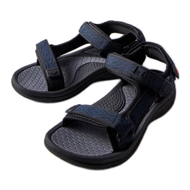 Lee Cooper LCW-23-34-1685L zwarte klittenband sandalen blauw