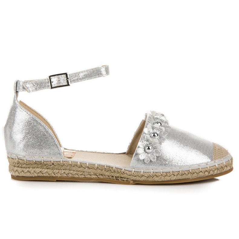 Anesia Paris Zilveren espadrilles sandalen grijs