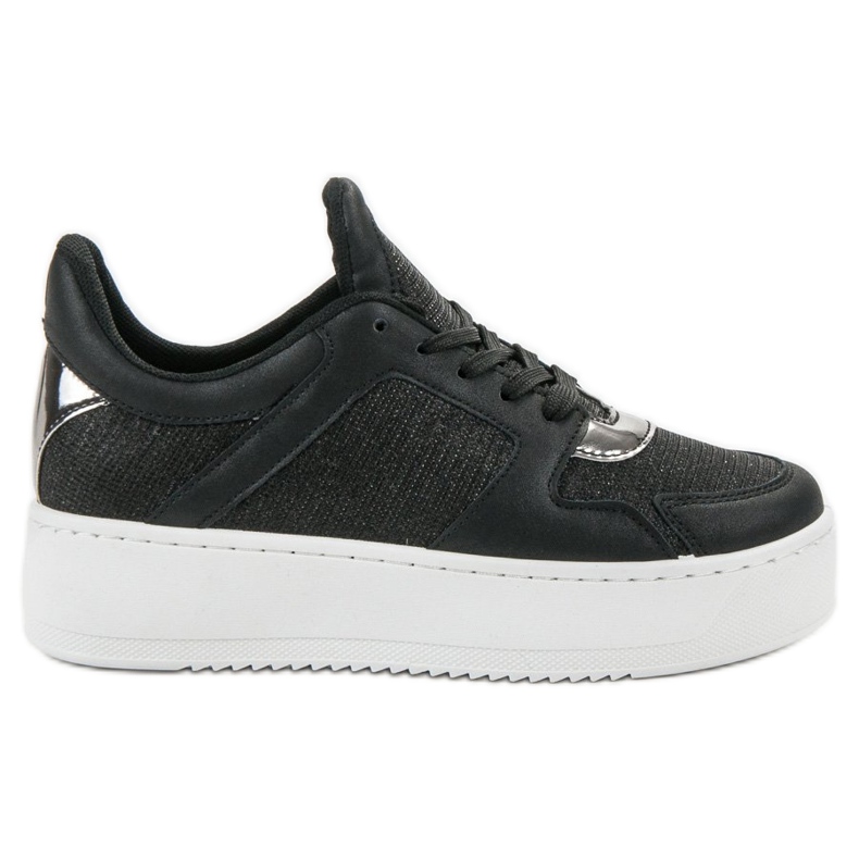 Ideal Shoes Sneakers met glitter zwart