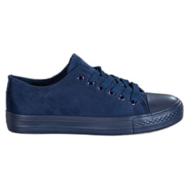 SHELOVET Suède Sneakers marineblauw blauw