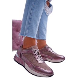 Sergio Leone Beige sportschoenen voor dames sneakers SP005 bruin roze