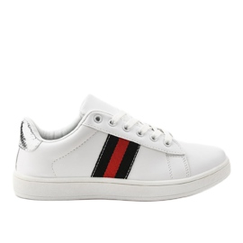 Witte klassieke sneakers D1903-319 zwart rood