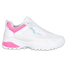 SHELOVET Sneakers met roze inzetstukken wit