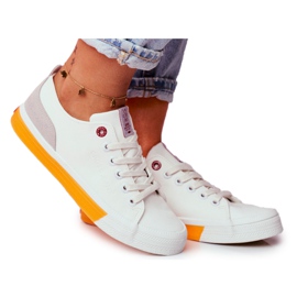 Dames Sneakers Cross Jeans Wit Oranje FF2R4043C