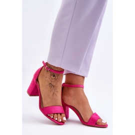 Fuchsia Madame suède sandalen met hoge hak roze 2