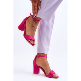 Fuchsia Madame suède sandalen met hoge hak roze 5