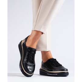 SHELOVET Zwart leren Shlovet-schoenen voor dames 2