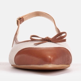 Marco Shoes Sandalen in een combinatie van natuurlijk leer en stof beige 2