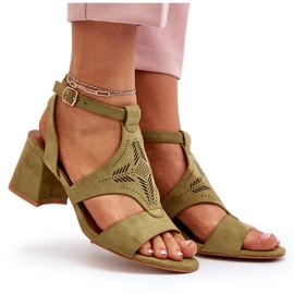 Groene sandalen met lage hak Eleriva groente 9