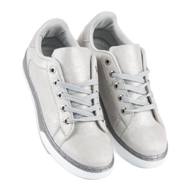 Sneakers met zilveren strik grijs 3