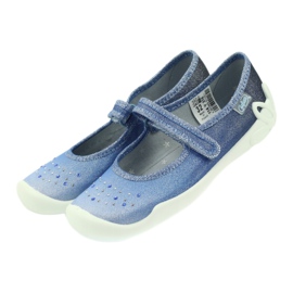 Meisjes pantoffels pailletten Befado 114y316 blauw grijs marineblauw 4
