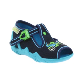 Befado kinderschoenen pantoffels 217p095 blauw groente marineblauw 1