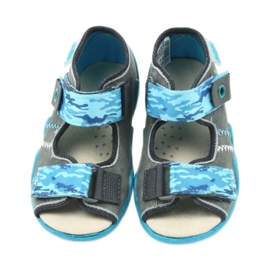 Befado kinderschoenen sandalen met leren inzetstuk 350P062 blauw grijs 4