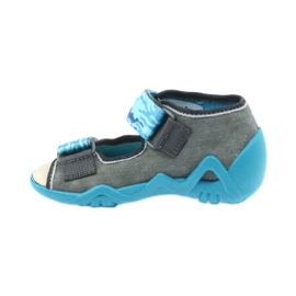 Befado kinderschoenen sandalen met leren inzetstuk 350P062 blauw grijs 2