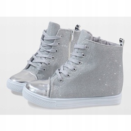 Zilveren sneakers op de wedge DD385-2 grijs 4
