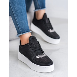 Ideal Shoes Sneakers met glitter zwart 1