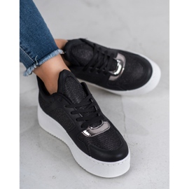 Ideal Shoes Sneakers met glitter zwart 2