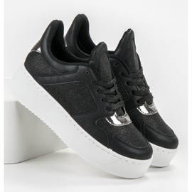 Ideal Shoes Sneakers met glitter zwart 3