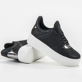 Ideal Shoes Sneakers met glitter zwart 4