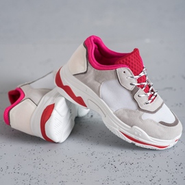 SHELOVET Sportschoenen met veters rood grijs 3