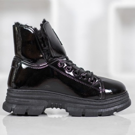 Bella Paris Gelakte eco-leren sneakers zwart 3