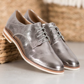 SHELOVET Grijze schoenen met ecoleer grijs 2