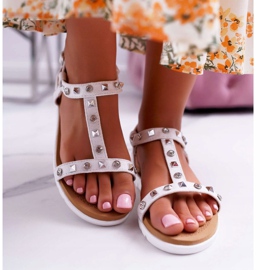 Witte Lu Boo-sandalen voor dames met Mariachi-studs 2