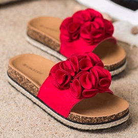 Comfortabele Pantoffels Met Bloemen VINCEZA rood 5