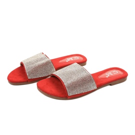 Rode pantoffels met zirkonia 839-761 rood grijs 2
