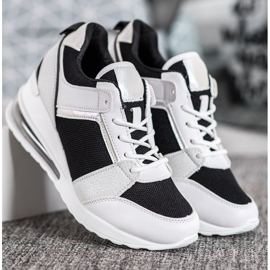 Weide Mode Wedge Sneakers wit zwart 2