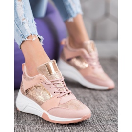 SHELOVET Sleehak Sneakers roze geel 1