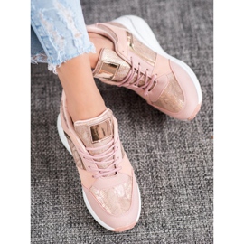 SHELOVET Sleehak Sneakers roze geel 2