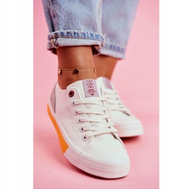 Dames Sneakers Cross Jeans Wit Oranje FF2R4043C 5