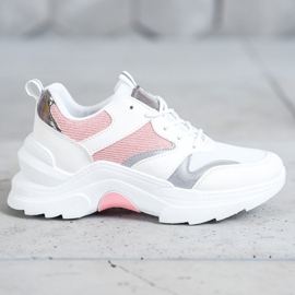 SHELOVET Stijlvolle sneakers wit roze grijs 2