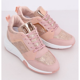 Roze sneakers met sleehak YL-33 Champagne 4
