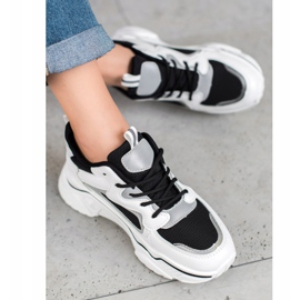 Weide Modieuze sneakers met mesh wit zwart 1