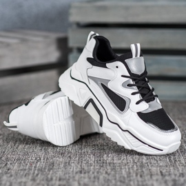 Weide Modieuze sneakers met mesh wit zwart 2