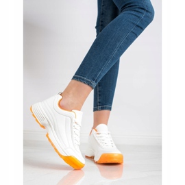 Kylie Modieuze Sneakers wit oranje 1